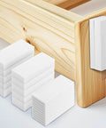 20 Foam Anti Rattle Pads With Auto Adhesive Fillers For Headboard And Furniture Noise Reduction Easy To Install Adhesive Anti Shake Stoppers shown installed on wood frame