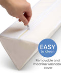 Extra Long Foam Bed Rail Bumper For Toddlers And Kids Expands To 56 Inches For Full Edge Coverage With A Water Resistant Non Slip And Machine Washable Cover Lightweight And Portable Guard Rail For Safe Sleep White showing zipper