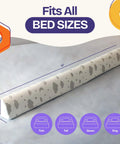 52 Inch By 5 Inch Foam Bed Rail For Toddlers With Non Slip Stability And Convex Design For Safer Sleep Keeps Your Lil One Cozy And Secure Fits Twin Full Queen King Mattress Sizes And Easier Bed Time displayed on a mattress.