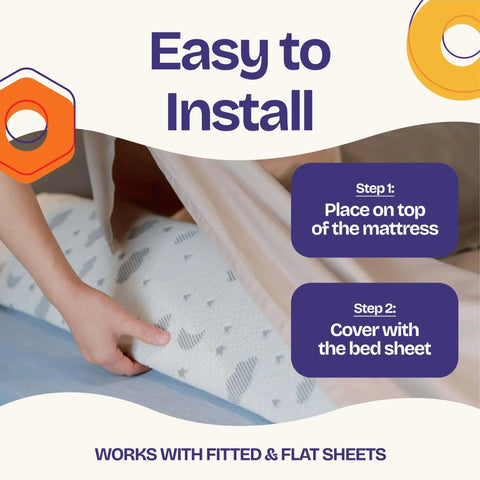 Step-by-step installation of 52 Inch By 5 Inch Foam Bed Rail For Toddlers With Non Slip Stability And Convex Design For Safer