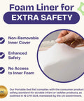 52 Inch By 5 Inch Foam Bed Rail For Toddlers With Non Slip Stability And Convex Design For Safer Sleep product image with foam liner details.