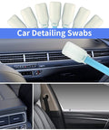Lint Free 5.9 Inch Foam Cleaning Swabs Pro Grade for car detailing and interior cleaning, pack of 100 shown with vehicle dashboard.