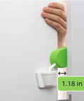 Tulip Shaped Extra Thick Foam Door Pinch Guard And Baby Proof Stopper 2 Pack installed on door, 1.18 in thick foam visible
