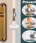 Six Pack Soft Foam Door Stoppers With Finger Guard Protectors installed on door to prevent pinched fingers and door slams