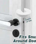 Six Pack Soft Foam Door Stoppers with Finger Guard Protectors installed on a door, showing white anti slam pad creating a gap.