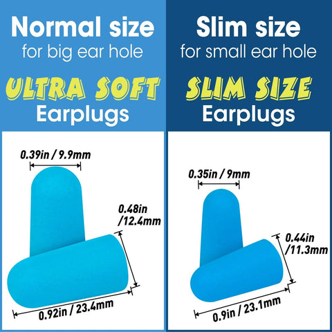 100 Pairs Foam Ear Plugs Bulk NRR 32dB Lake Blue Soft Comfortable Disposable Noise Reduction size chart