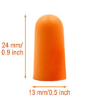 Side view of a single orange earplug from the Foam Earplugs 200 Pair Pack For Noise Reduction 32 dB NRR Soft Comfortable Self Adjusting Ear Plugs.