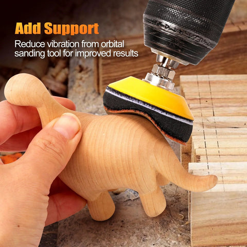 2 Inch Foam Interface Pads 10 Pack with hook and loop used on wood carving for detailing, attached to drill for polishing