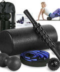Foam Roller Set For Full Body Recovery And Mobility High Density 12 Inch Roller, 15 Inch Massage Stick, Peanut Ball, Spiky Ball, Strap