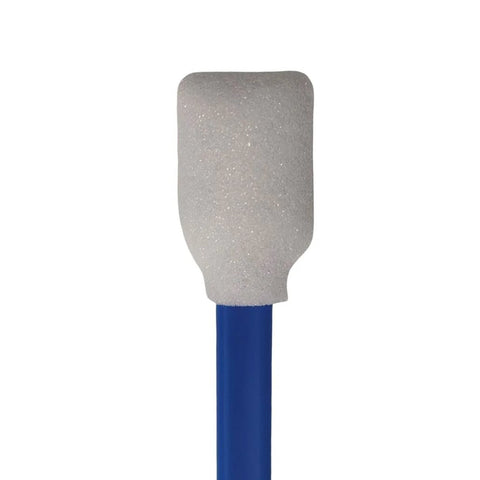 Close-up of Advanced Cleanroom Rectangular Foam Swab with 5 Inch Handle for ISO 5 Class 100 Environments, Sturdy Closed Cell Foam Tip