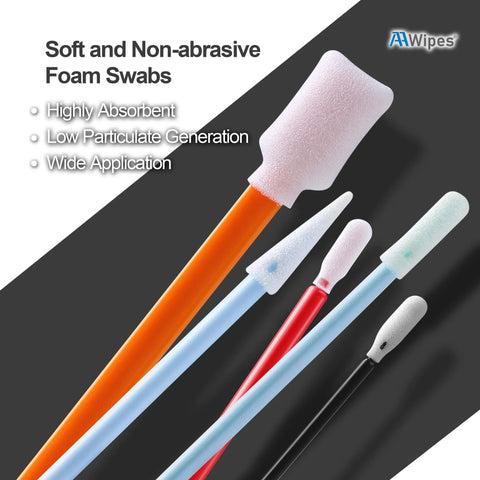 Pro Grade Foam Tip Swab Set For Cleanroom Use And Delicate Surfaces, 5 Color Tips In One 100 Pack by AAwipes on black background