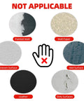 Visual showing surfaces not suitable for Heavy Duty Double Sided Foam Tape 0.39 Inch Wide By 9.85 Feet Long Removable Mounting Tape
