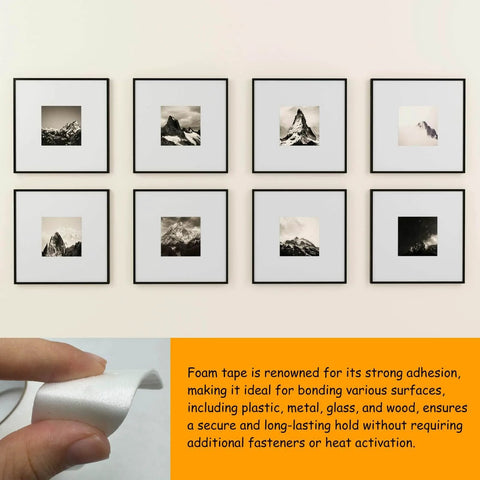 Heavy Duty Double Sided Foam Tape With Crazy Sticky Adhesion For Wall Art, Office Decor, Posters And Bonding, White, hand and tape close-up