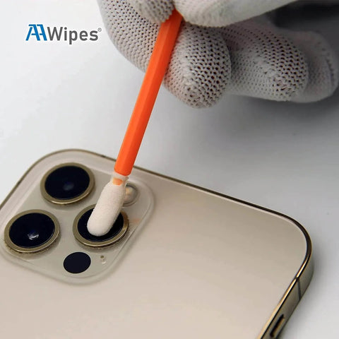 Foam Tip Cleaning Swab Kit With 5 Precision Tips 100 Pack For Printers Optics Cameras Guns Automotive Detailing And Crafts Open Cell Foam On Polystyrene Shaft used on camera lens