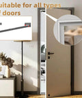118” Wedge-Shape Foam Window Weather Stripping Door Seal Strip, soundproofing frame installed on an exterior front door, white