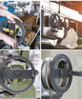 Foldable Aluminum Alloy And Bakelite Handwheel With Rotating Handle For Metal Lathe shown in various setups and usage angles
