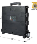 Grand Pack-N-Roll Portable Tools Carrier With Telescopic Handle 39.5 Inch Extension 80 Lb Load Black Workhorse Tote Cart for Job Sites