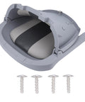UPALDHOU foldable boat seat with gray PP frame and beige/black PVC leather cushion, includes 4 screws.
