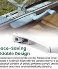 Foldable Window Crank Handle For 11/32 Inch Casement And Awning Operators, shown folded installed on window