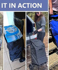 ✝️ 2 in 1 Shopping Carts for Groceries, 330 lbs Grocery Cart on Wheels in action with blue and black tote bags