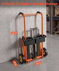 Hydraulic Material Lift Winch Stacker With 450 Lb Capacity And 35.4 Inch Lift Height, Foldable Portable Pallet Jack in storage position.