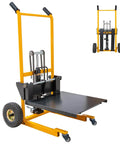 Foldable Hydraulic Material Lift Winch Stacker 450 Lbs Capacity With 35.8 Inch Max Lift And 9 Inch Wheels front view