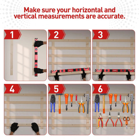 Instructional guide using Multi Function Foldable Level Tool 28 Inch With Folding Design for precise leveling and tool organization.