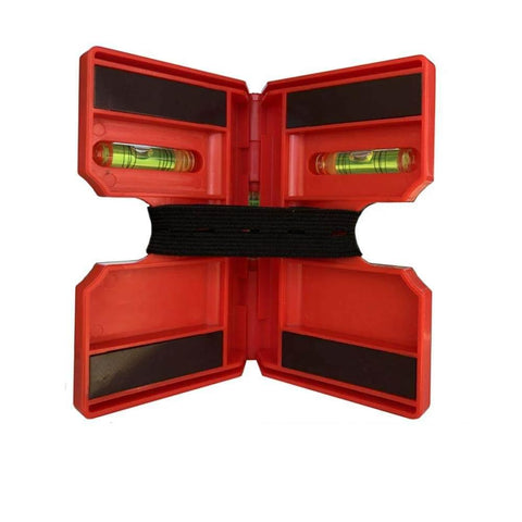 2 Pack Folding Magnetic Post Level for Pipe Post and Beams Leveling, featuring foldable design with 4 magnetic strips and 3 vials