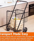 Foldable Collapsible Shopping Cart With 360 Degree Wheels To Haul Groceries And More, Extra Large Capacity, Dual Basket Design, Built Tough Metal Frame, Easy Assembly, Black in kitchen setting
