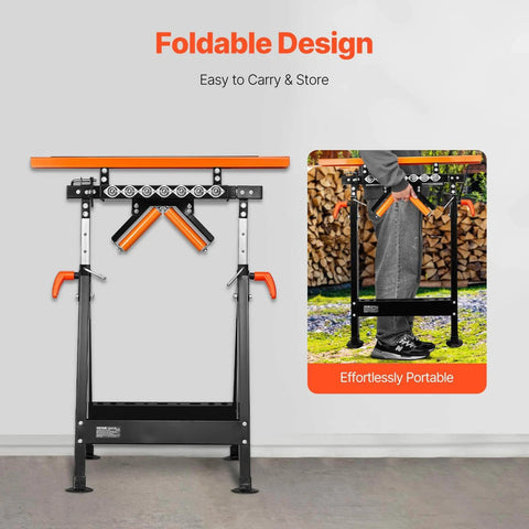 Foldable 4-in-1 Roller Stand, 440 lb Load Capacity, 33-50 in Adjustable Height with Multi-Directional Roller Head on display