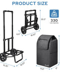 Product size dimensions and features of ✝️ 2 in 1 Shopping Carts for Groceries, 330 lbs Grocery Cart on Wheels, Foldable Utility Cart, Black.