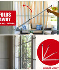 Sliding Door Security Bar-Child Proof Sliding Door Lock Bar with Anti Lift Lock, adjustable, folding away into white patio doors
