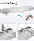 Foldable Concession Shelf for Snack Bars and Carts, 36 by 12 Inches, Stainless Steel, Drop Down Design with wall mount brackets