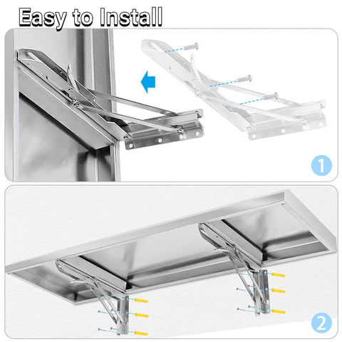 Foldable Concession Shelf for Snack Bars and Carts, 36 by 12 Inches, Stainless Steel, Drop Down Design, installation view