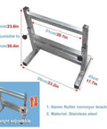 Commercial Foldable Conveyor Rollers Belt System, 20 Inch Wide Stainless Steel Conveyor Rail bracket, adjustable height