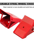 Foldable Steel Wheel Chock Set For Cars And Trailers 2 Pack With Heat Treated Drop Forged Construction Stronger Than Plastic
