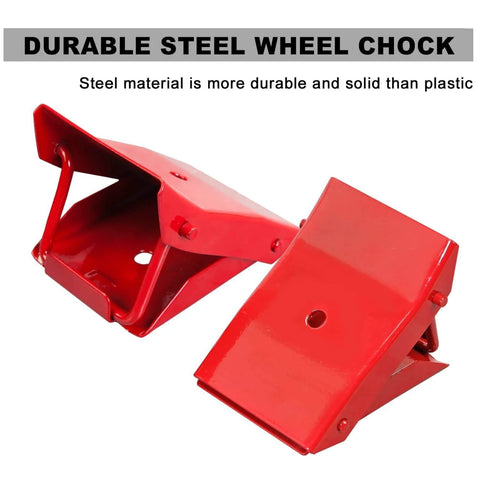 Foldable Steel Wheel Chock Set For Cars And Trailers 2 Pack With Heat Treated Drop Forged Construction Stronger Than Plastic