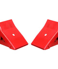Foldable Steel Wheel Chock Set For Cars And Trailers 2 Pack With Heat Treated Drop Forged Construction Stronger Than Plastic Compact Fold Flat For Easy Carry And Storage TD5775 By Big Red, front view.