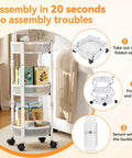 Foldable Three Tier Rolling Cart With Wheels No Assembly Metal Utility Cart for kitchen shown open with mesh baskets