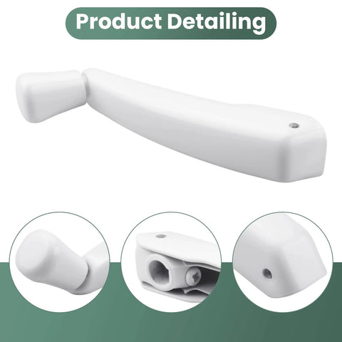 Foldable Window Crank Handle For 11/32 Inch Casement And Awning Operators, Compatible With Truth, 2 Pack, white finish details