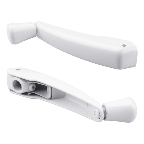Two white foldable window crank handles for 11/32 inch casement and awning operators