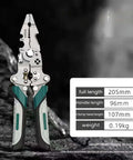 Foldable Automatic Wire Stripper And Cutter With 18 In 1 Wire Crimping Tool, silver and green, dimensions: full length 205mm