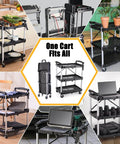 Portable Folding Service Cart With Three Tiers 330 Lb Capacity Workhorse Rolling Utility Cart On Wheels in various uses