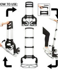 Usage guide for ✝️ Folding Hand Truck Aluminum Portable Folding Hand Cart 165lbs Capacity Hand Cart and Dolly in black.