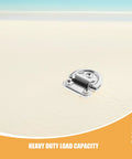 Close-up of folding stainless steel D-ring tie-down anchor, 6mm, marine-grade, 2pcs