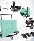 Folding Drywall Dolly With 5 Inch Swivel Casters 2000 Lbs Load Capacity Portable Panel Cart For Plywood Plasterboard And Glass Handling