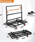 Folding Drywall Dolly With 5 Inch Swivel Casters 2000 Lbs Load Capacity Portable Panel Cart dimensions and components