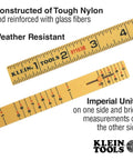 Folding Ruler 6-Foot Fiberglass With Brick Scale On Reverse And Outside Reading One Sixteenth Inch Graduation Riveted Lock