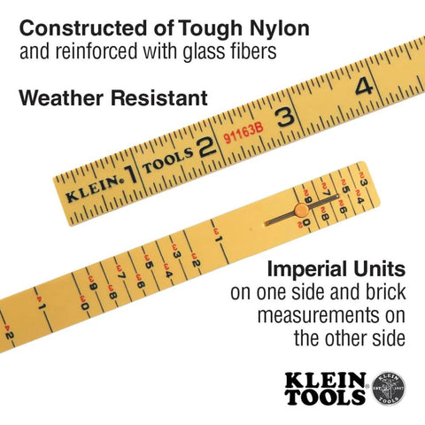 Folding Ruler 6-Foot Fiberglass With Brick Scale On Reverse And Outside Reading One Sixteenth Inch Graduation Riveted Lock