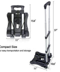 Folding Hand Truck and Dolly 110-lbs Lightweight Portable Luggage Cart for School Travel Office Moving (Black), compact design